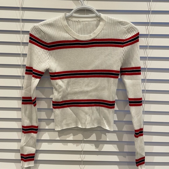 White Striped Tight Long Sleeve Shirt - Picture 1 of 1